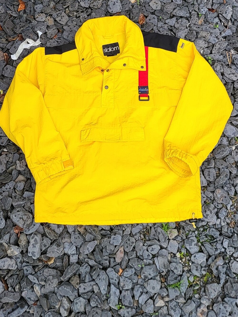 Slalom Yellow Pullover Windbreaker with Black Accents